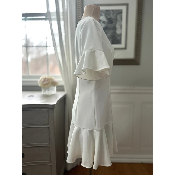 DO+BE Ruffle Mini Dress Ivory White Bachelorette Rehearsal Dinner GY0529 Size L - Picture 3 of 6